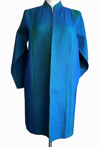 Silk Quilted Coat - peacock - SANGAM-P