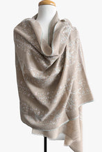 Load image into Gallery viewer, Pashmina Embroidered Scarf - natural