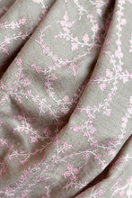 Load image into Gallery viewer, Pashmina Embroidered Scarf natural with pink embroidery