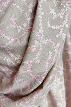 Load image into Gallery viewer, Pashmina Embroidered Scarf natural with pink embroidery