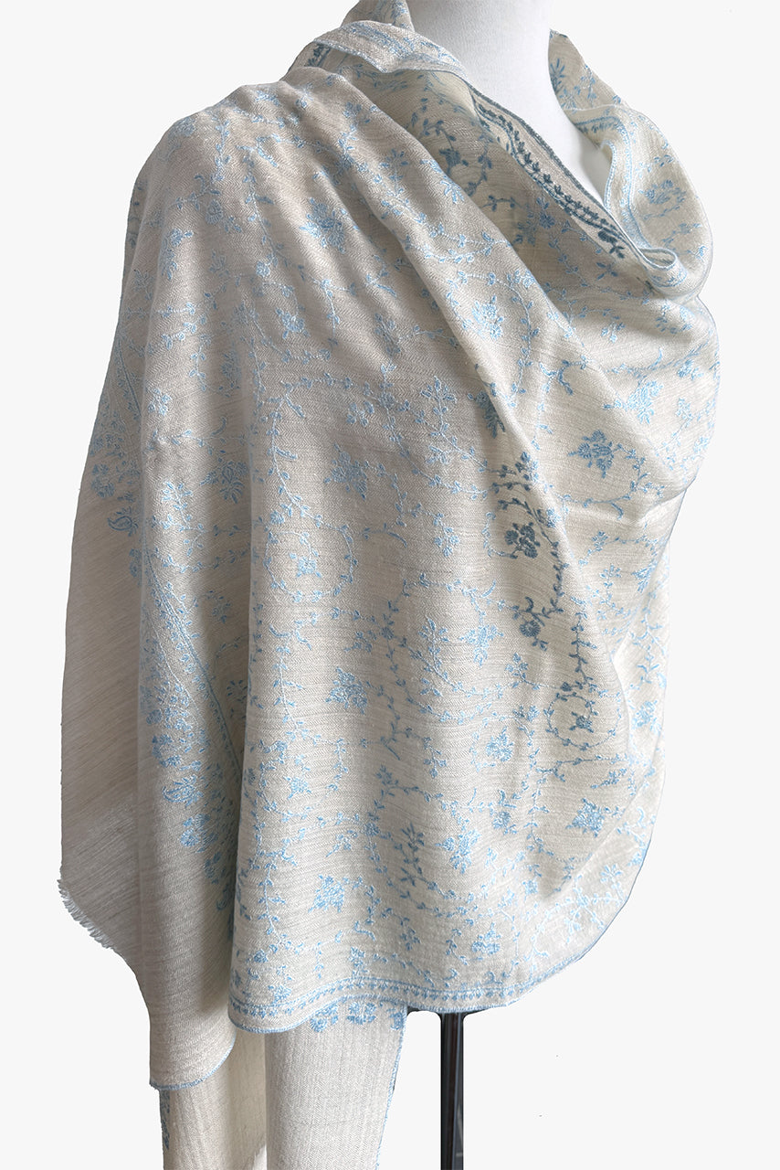 Pashmina Embroidered Scarf - white