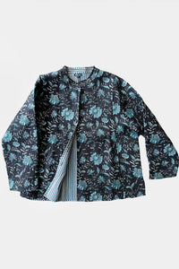 Cotton Quilted Long Jacket - black CLQJ-B