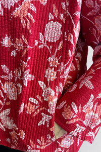 Cotton Quilted Long Jacket - red CLQJ-R
