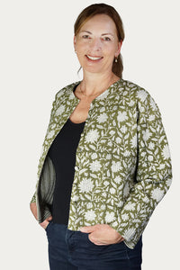 Cotton Quilted Jacket - olive COQJ-L
