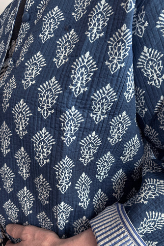 Cotton Quilted Jacket - navy blue COQJ-N