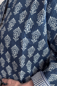 Cotton Quilted Jacket - navy blue COQJ-N