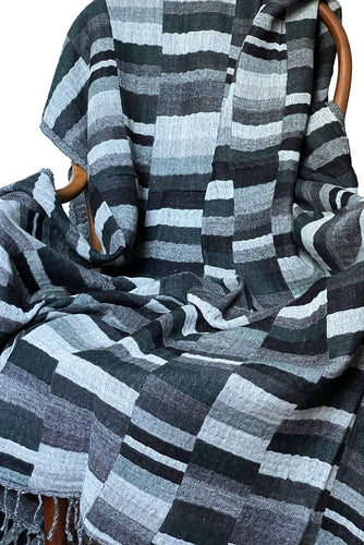 Merino Wool Throw Geometric Monochrome - GEO-BW