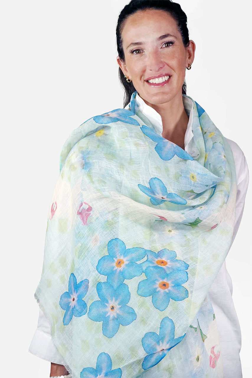 Linen Scarf Forget-Me-Not - LFOR