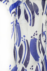 Linen Scarf - Indigo Waves - LINW