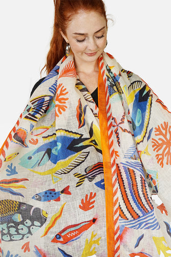 Linen Scarf - Oceanworld - LOWO