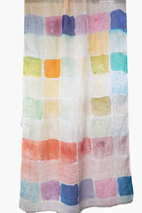 Linen Scarf Painted Squares - LPAQ