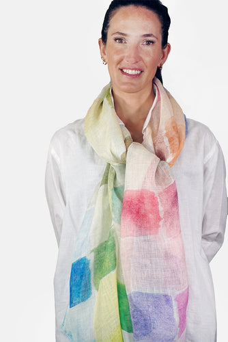 Linen Scarf Painted Squares - LPAQ