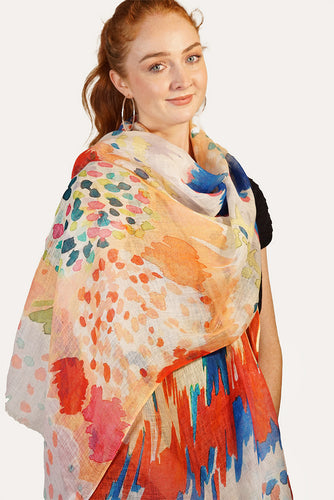 Linen Scarf Painted Stripes - LPST