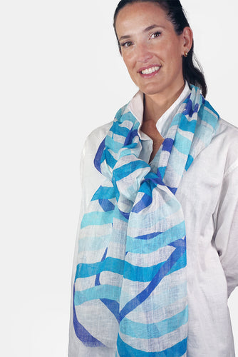 Linen Scarf Ribbon Blues - LRIB