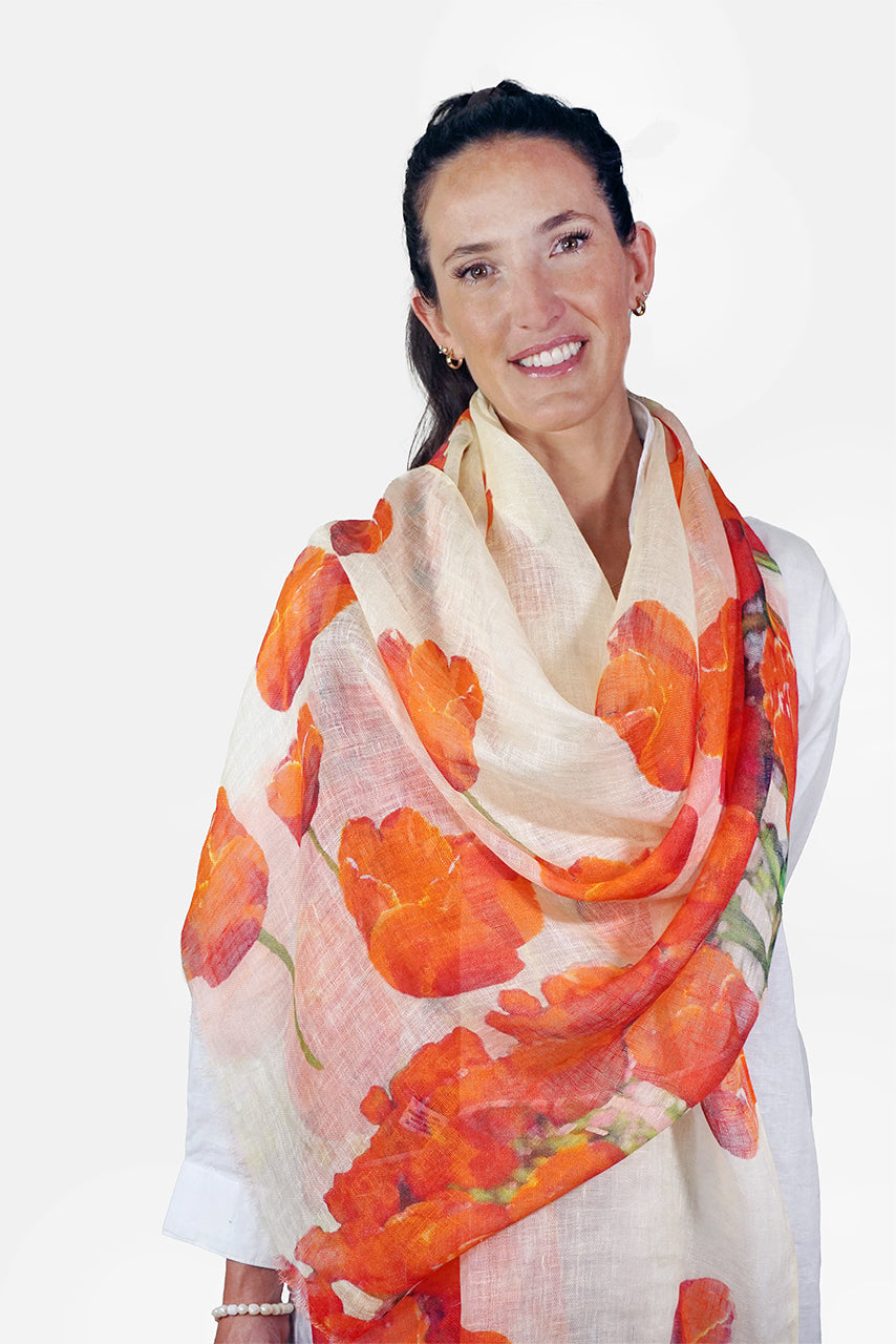 Linen Scarf Tulip Reflections - LTUL