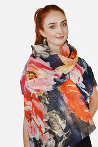 Linen Scarf - Water Flowers - LWAT