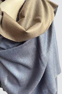 Pashmina Scarf reversible blue and taupe