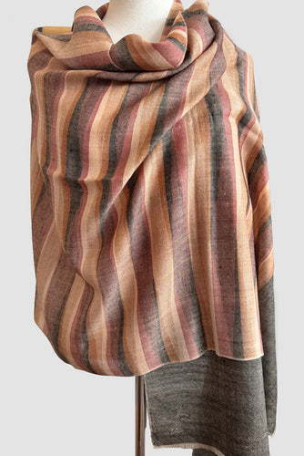 Pashmina Striped Scarf black, browns and caramel