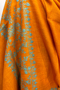 Pashmina Embroidered Scarf - burnt orange