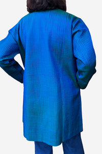 Silk Quilted Coat - peacock - SANGAM-P