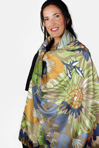 Silk Scarf Manga Floral - cool - STMF-C