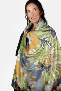 Silk Scarf Manga Floral - cool - STMF-C