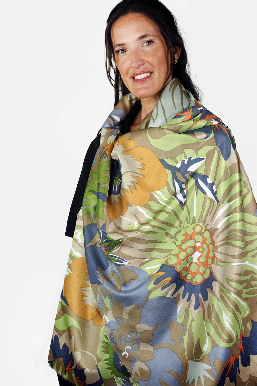 Silk Scarf Manga Floral - cool - STMF-C
