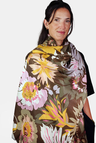 Silk Scarf  Manga Floral - warm - STMF-W