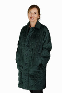 Velvet Quilted Coat - forest - VECC-F