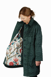 Velvet Quilted Coat - forest - VECC-F