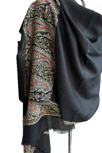 Pashmina Embroidered Scarf - black