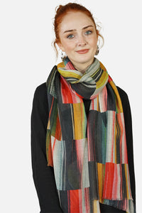 Merino Wool Scarf Banded Stripes WBAR