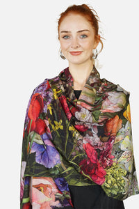 Merino Wool Scarf Wild Blooms WBLO