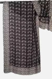 Merino Wool Scarf Ginkgo - black - WCGI-B