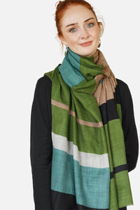 Merino Wool Scarf Horizontal Bars - WCHO-C