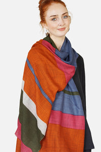 Merino Wool Scarf Horizontal Bars WCHO-W