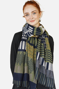 Merino Wool Scarf Patterned Stripes - WCPT
