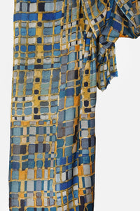 Merino Wool Scarf  Blue Cubes WCUB