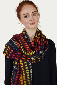 Merino Wool Scarf Rainbow Lozenge WLOZ