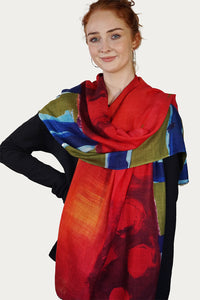 Merino Wool Scarf Painted Bars WPAB