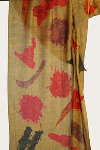 Merino Wool Scarf Painted Strokes - mustard - WPAT-M