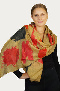 Merino Wool Scarf Painted Strokes - mustard - WPAT-M