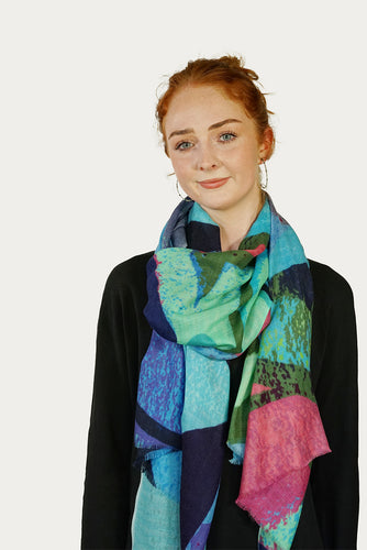Merino Wool Scarf Painted Triangles - WPTR