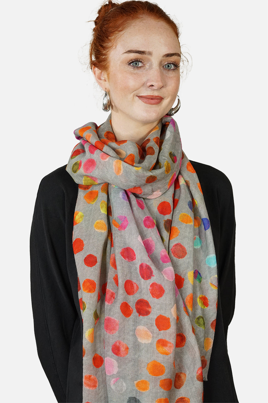 Merino Wool Scarf Scattered Dots -WSCD