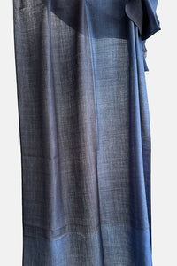 Merino Wool Woven Scarf Plaid - indigo & blue - WWPD-I