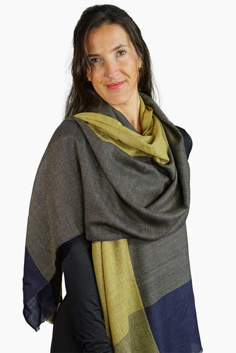 Merino Wool Woven Scarf Semi Block WWSB-M