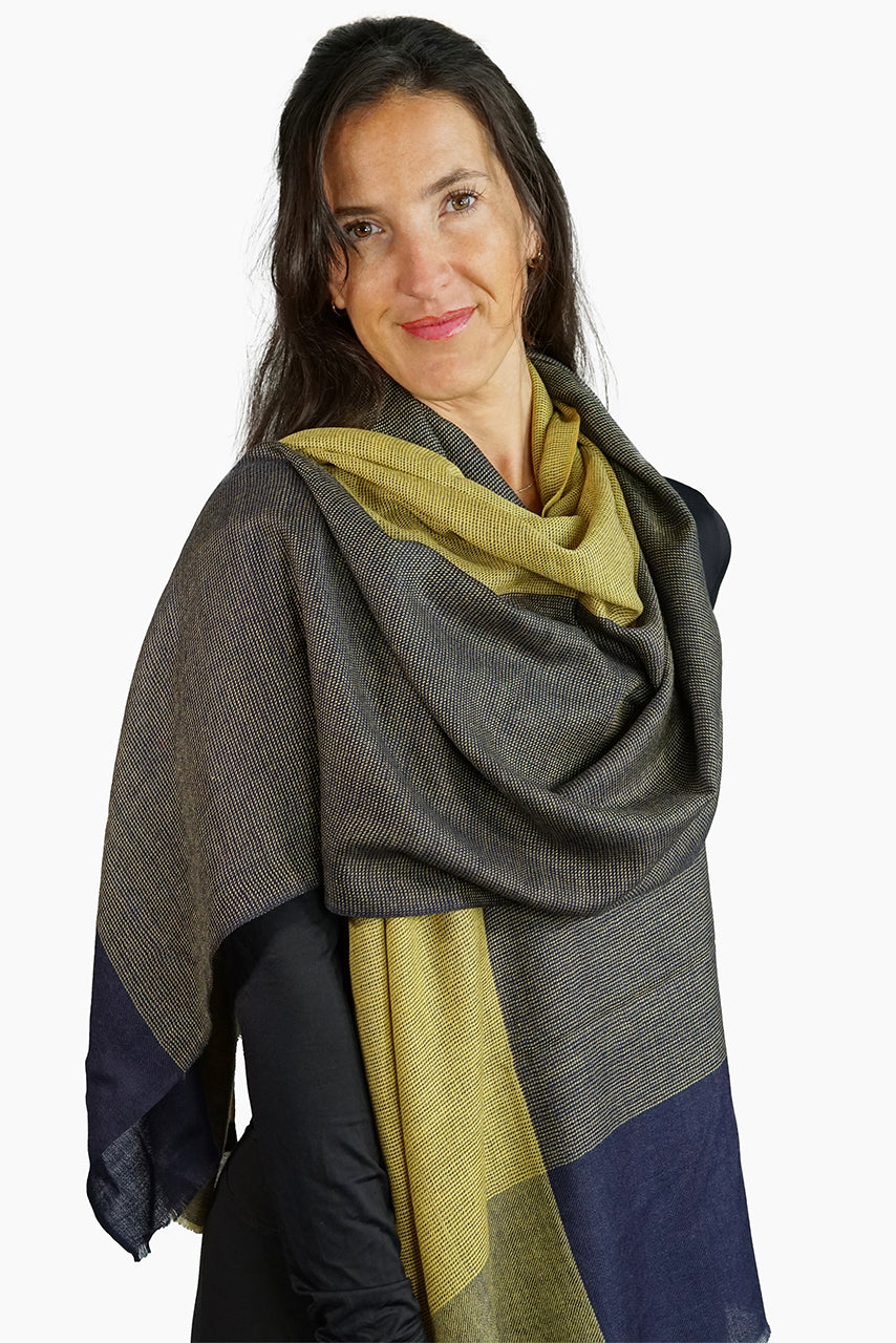 Merino Wool Woven Scarf Semi Block WWSB-M