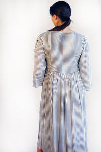 Embroidery Stripe Cotton Dress | EMST