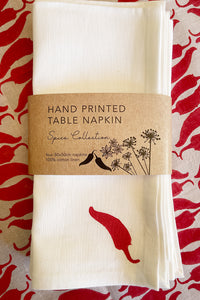 Linen Table Napkins in set of four - Chilli | LCHI