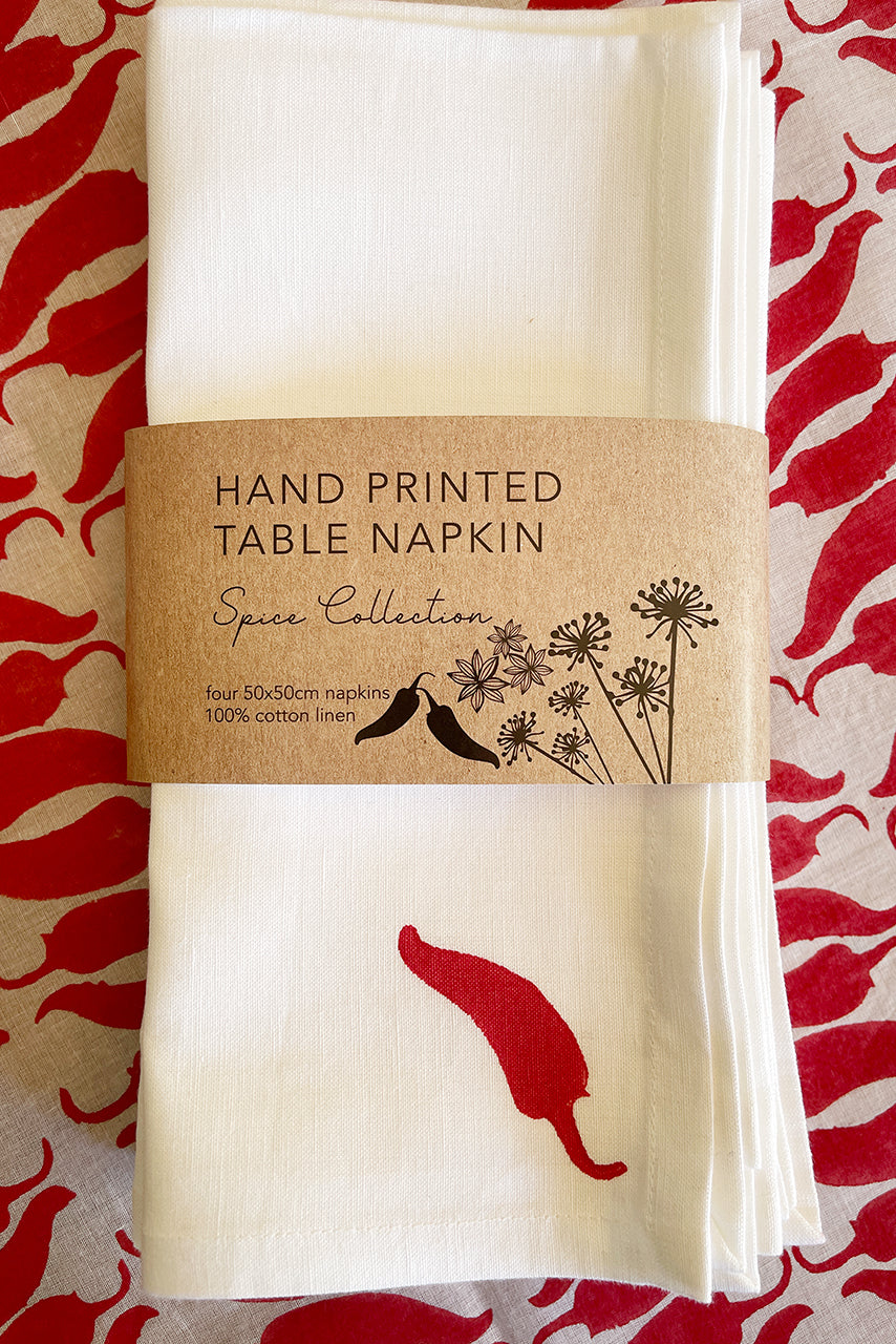 Linen Table Napkins in set of four - Chilli | LCHI